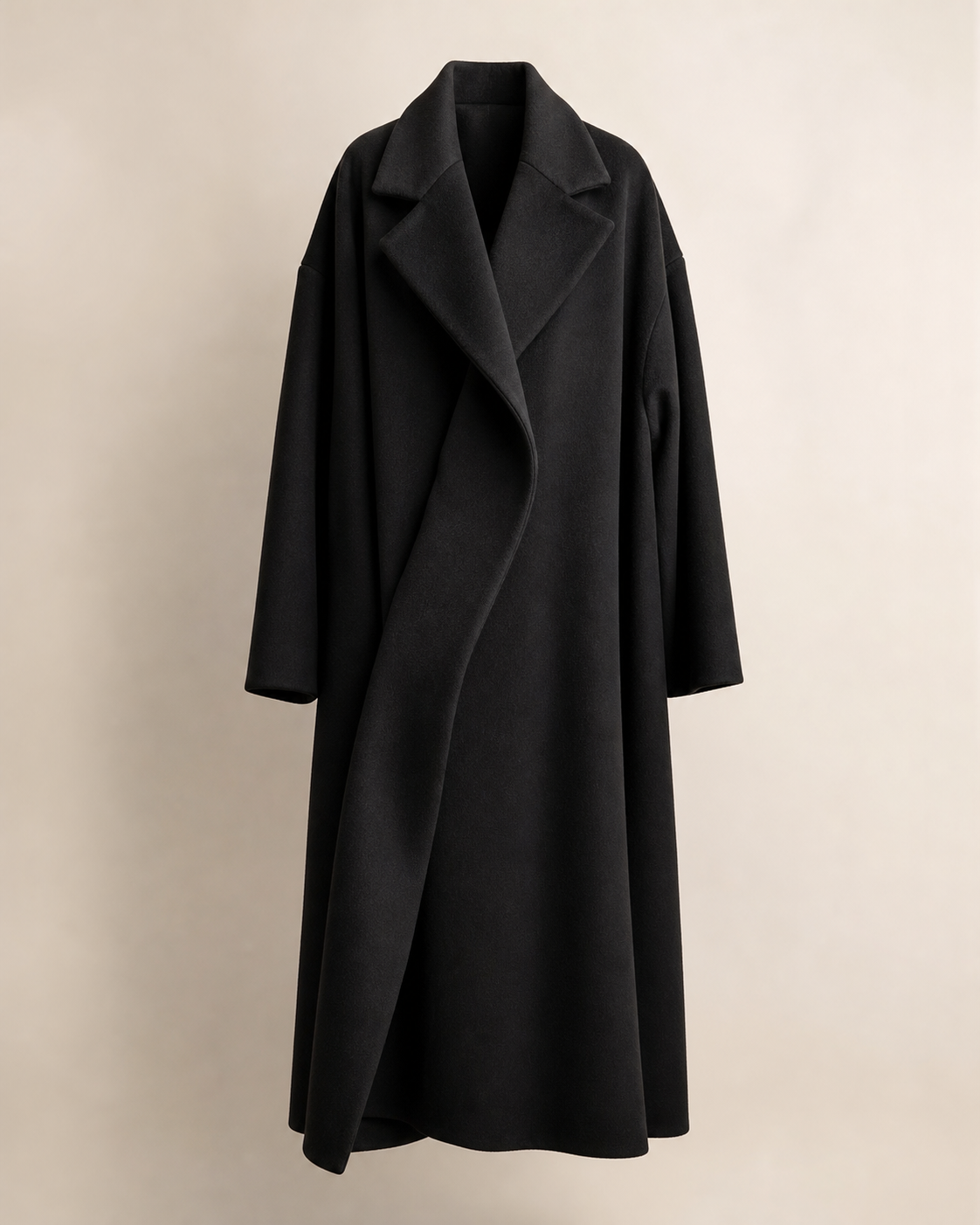 Black wool coat detail